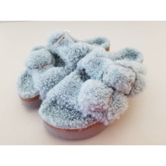 Birkenstock Papillio Arizona Big Buckle Shearling Teddy Faded Aqua 36 Narrow - Picture 2 of 5